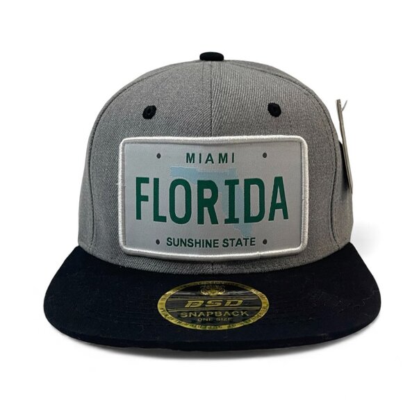 Miami Florida Snapback Hat Sunshine State Gray & Black Adjustable Cap By BSD - Picture 2 of 9
